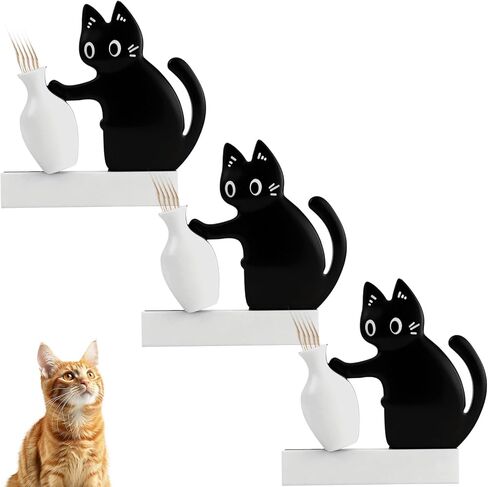 3Pcs Magnet Acrylic Pet Memorial Decor, Refrigerator Ornament Cute Desk Wall Decor Cat Fur Holder,Cat Whisker Keepsake Magnet,Remembrance Gifts for Cat Lovers(Black) in Saudi Arabia