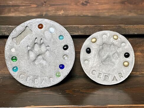 DIY Paw Print Kit for Pets, Personalized Memorial Stepping Stones for Gifts and Pets, Pet Garden Stone (10 Inch, Gray) in Saudi Arabia