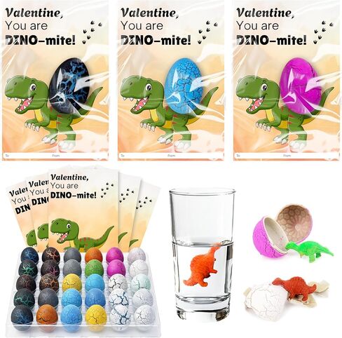 30 Pack Dinosaur Hatching Egg with Valentines Cards for Kids, Valentine Classroom Exchange Gifts for Kid Boy Girl, Valentines Day Gifts for Kid, Valentines Day Cards for School Bulk Party Favor in Saudi Arabia