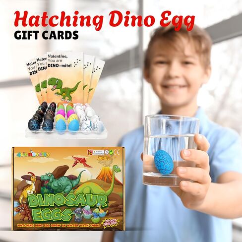 30 Pack Dinosaur Hatching Egg with Valentines Cards for Kids, Valentine Classroom Exchange Gifts for Kid Boy Girl, Valentines Day Gifts for Kid, Valentines Day Cards for School Bulk Party Favor in Saudi Arabia