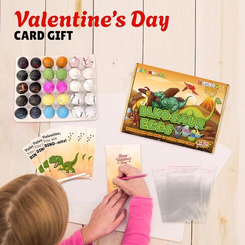 30 Pack Dinosaur Hatching Egg with Valentines Cards for Kids, Valentine Classroom Exchange Gifts for Kid Boy Girl, Valentines Day Gifts for Kid, Valentines Day Cards for School Bulk Party Favor in Saudi Arabia