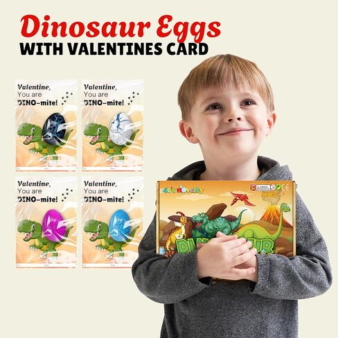 30 Pack Dinosaur Hatching Egg with Valentines Cards for Kids, Valentine Classroom Exchange Gifts for Kid Boy Girl, Valentines Day Gifts for Kid, Valentines Day Cards for School Bulk Party Favor in Saudi Arabia