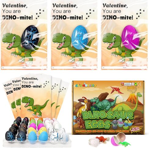 30 Pack Dinosaur Hatching Egg with Valentines Cards for Kids, Valentine Classroom Exchange Gifts for Kid Boy Girl, Valentines Day Gifts for Kid, Valentines Day Cards for School Bulk Party Favor in Saudi Arabia