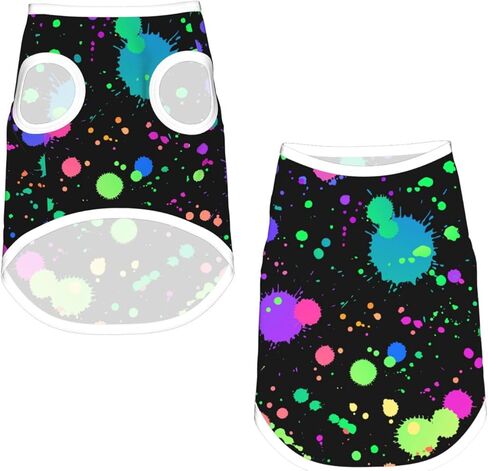 Glow in Dark Splatter Neon Sleeveless Dog Vest Shirt Summer Pet Clothes Soft Breathable Tank Top Vest for Small Dogs Large in Saudi Arabia