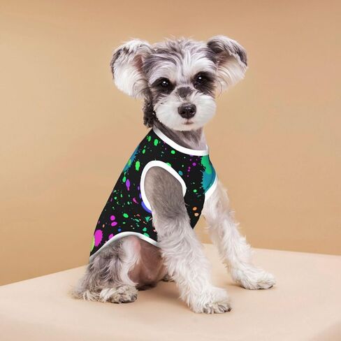 Glow in Dark Splatter Neon Sleeveless Dog Vest Shirt Summer Pet Clothes Soft Breathable Tank Top Vest for Small Dogs Large in Saudi Arabia