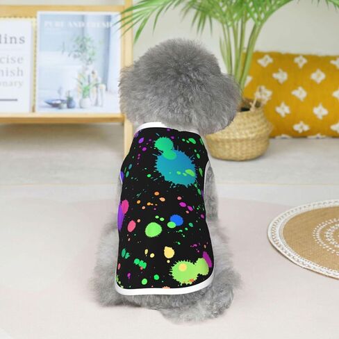 Glow in Dark Splatter Neon Sleeveless Dog Vest Shirt Summer Pet Clothes Soft Breathable Tank Top Vest for Small Dogs Large in Saudi Arabia