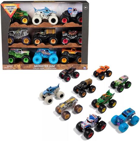 مجموعة شاحنات مونستر جام المصبوبة بمقياس 1:64 مكونة من 9 قطع - مجموعة حصرية مع Grave Digger وMegalodon وEl Toro Loco والمزيد - ألعاب Spin Master الرسمية in Saudi Arabia