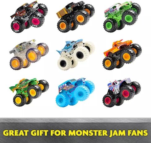 مجموعة شاحنات مونستر جام المصبوبة بمقياس 1:64 مكونة من 9 قطع - مجموعة حصرية مع Grave Digger وMegalodon وEl Toro Loco والمزيد - ألعاب Spin Master الرسمية in Saudi Arabia
