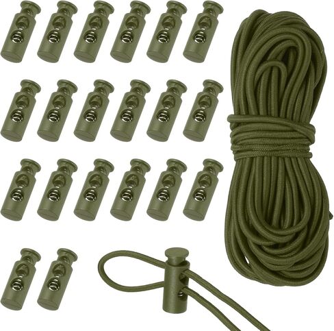 uxcell 20 Pcs Plastic Cord Locks & 16 ft Elastic Cord, Double-Hole Toggles for Drawstrings End Stopper Fastener Slider Toggles Clip for Shoelaces Backpacks Replacement, White in Saudi Arabia