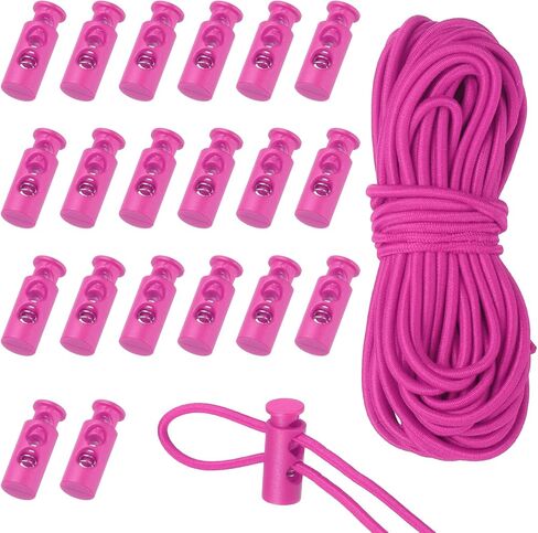 uxcell 20 Pcs Plastic Cord Locks & 16 ft Elastic Cord, Double-Hole Toggles for Drawstrings End Stopper Fastener Slider Toggles Clip for Shoelaces Backpacks Replacement, White in Saudi Arabia