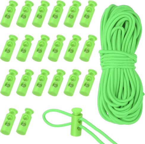 uxcell 20 Pcs Plastic Cord Locks & 16 ft Elastic Cord, Double-Hole Toggles for Drawstrings End Stopper Fastener Slider Toggles Clip for Shoelaces Backpacks Replacement, White in Saudi Arabia
