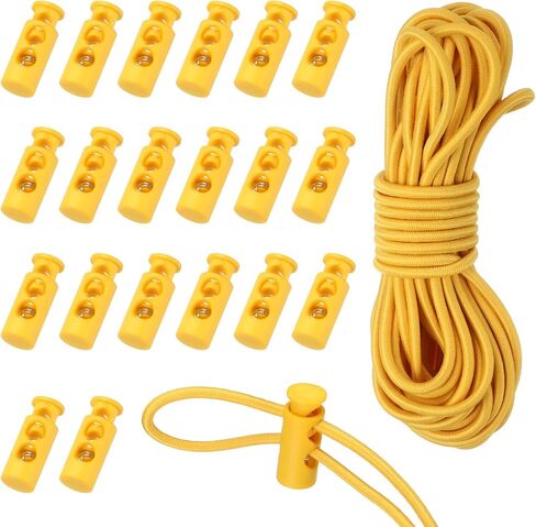 uxcell 20 Pcs Plastic Cord Locks & 16 ft Elastic Cord, Double-Hole Toggles for Drawstrings End Stopper Fastener Slider Toggles Clip for Shoelaces Backpacks Replacement, White in Saudi Arabia