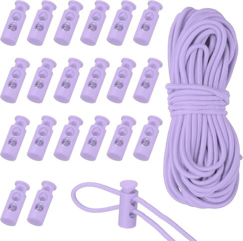 uxcell 20 Pcs Plastic Cord Locks & 16 ft Elastic Cord, Double-Hole Toggles for Drawstrings End Stopper Fastener Slider Toggles Clip for Shoelaces Backpacks Replacement, White in Saudi Arabia