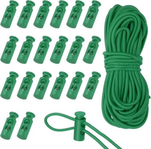 uxcell 20 Pcs Plastic Cord Locks & 16 ft Elastic Cord, Double-Hole Toggles for Drawstrings End Stopper Fastener Slider Toggles Clip for Shoelaces Backpacks Replacement, White in Saudi Arabia