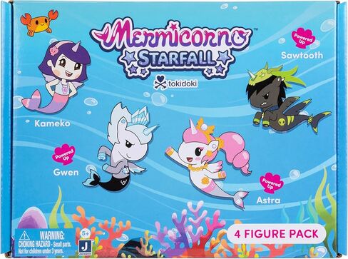 Jazwares Mermicorno: Starfall 2" 4 Figure Pack - Astra, Gwen, Sawtooth, & Kameko - Ages 5+ - Officially Licensed Mermicorno Product in Saudi Arabia