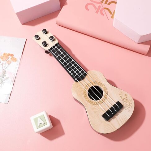 Kisangel 1pc Wooden Kids Ukulele Toy Toddler Guitar Classical Instrument Musical for Preschool Children ( Beige ) 25X9X2.7CM in Saudi Arabia