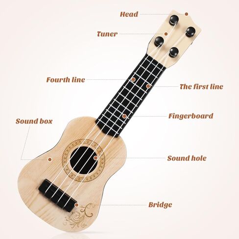 Kisangel 1pc Wooden Kids Ukulele Toy Toddler Guitar Classical Instrument Musical for Preschool Children ( Beige ) 25X9X2.7CM in Saudi Arabia