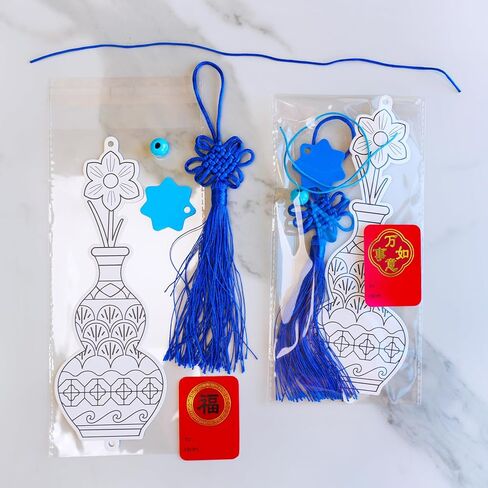 Winlyn 36 Sets Chinese New Year Decorations DIY Paintable Ming Vase with Flower Ornaments Craft Kits for Kids Asian Lunar New Year 2026 Horse Year Classroom Activities Party Favors Gift Exchange in Saudi Arabia