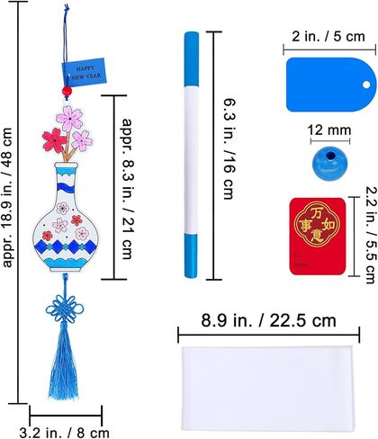 Winlyn 36 Sets Chinese New Year Decorations DIY Paintable Ming Vase with Flower Ornaments Craft Kits for Kids Asian Lunar New Year 2026 Horse Year Classroom Activities Party Favors Gift Exchange in Saudi Arabia