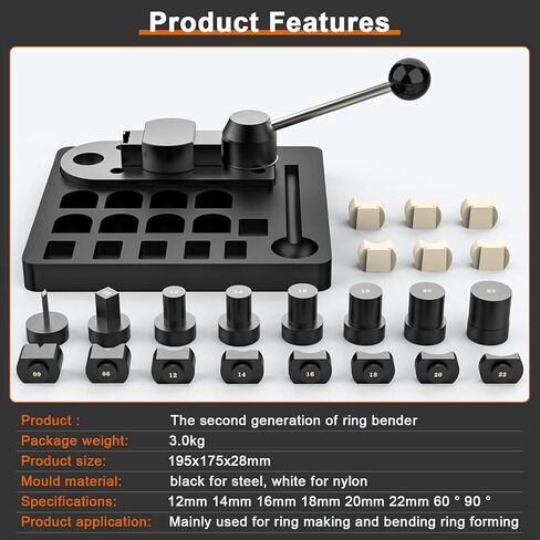 أداة ثني الحلقات من JAZORR، ثني الحلقة باستخدام حلقات من النايلون لصنع المجوهرات، أدوات قياس الحلقات، أداة ثني القرط متعددة الوظائف أدوات صنع المجوهرات in Kuwait