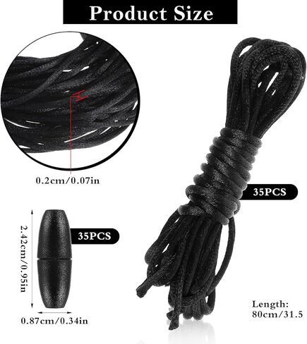 35 Pack Lanyard String with Breakaway Clasps Buckle, Black Nylon Replacement Necklace Cord String Rope Safety Plastic Breakaway Lanyard Strings Kit for DIY Pendants Bracelet Necklace Jewelry Making in Saudi Arabia