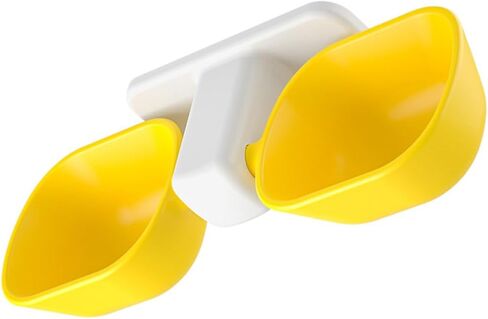 GALPADA Wall-Mounted Dual Pet Feeding Bowl for Cats and Dogs, Plastic Cat Double Food Bowl with Neck Protection, Yellow Pet Food Feeder Suitable for Wall Hanging in Home Or Travel Use in Saudi Arabia