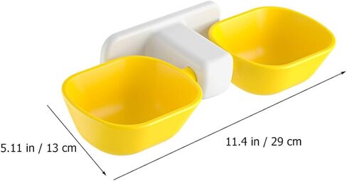 GALPADA Wall-Mounted Dual Pet Feeding Bowl for Cats and Dogs, Plastic Cat Double Food Bowl with Neck Protection, Yellow Pet Food Feeder Suitable for Wall Hanging in Home Or Travel Use in Saudi Arabia