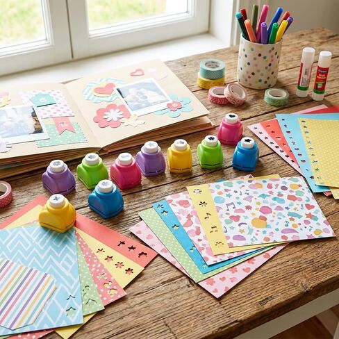 12-Piece Mini Craft Punch Set Assorted Shapes for Scrapbooking and DIY Projects in Saudi Arabia