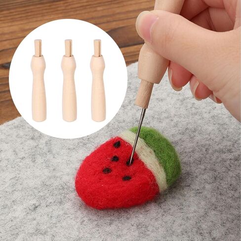 ArrErr 3 Pack Wool Felting Needles Handle Replacement Felting Needle Holder Wooden Handles for Needle Felting Wool Kit Wool Roving Needle Felting Tools Craft Wool Felt Stitch Punch Pin in Saudi Arabia