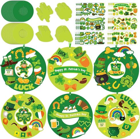 مجموعة الأعمال الورقية من COCHIE Happy St. Patrick's Day Shamrock مكونة من 24 قطعة، مجموعة بطاقات Saint Patrick Cardstock DIY لأنشطة الفصل الدراسي وديكورات المنزل (وعاء ذهبي) in Saudi Arabia