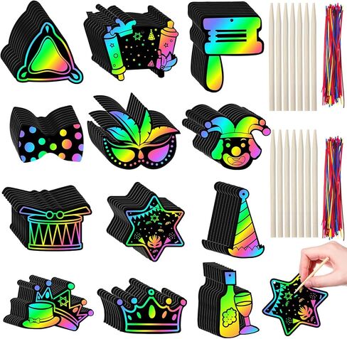 مجموعة بطاقات ورقية للخدش من Deekin 120 قطعة من مجموعة بطاقات الخدش للقناع اليهودي من أجل تلبيس حفلات Mardi Gras لصالح لوازم مشروع الرسم الفني بنفسك in Kuwait