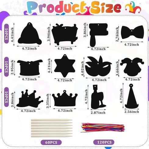 مجموعة بطاقات ورقية للخدش من Deekin 120 قطعة من مجموعة بطاقات الخدش للقناع اليهودي من أجل تلبيس حفلات Mardi Gras لصالح لوازم مشروع الرسم الفني بنفسك in Kuwait