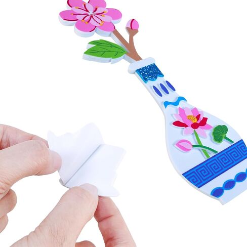Winlyn 24 مجموعة من ديكورات السنة الصينية الجديدة، مزهرية مينغ DIY مع زخارف الزهور، مجموعات حرفية من ملصقات الفاوانيا وزهرة الأوركيد الرغوية، الفنون والحرف اليدوية للأطفال، أنشطة الفصول الدراسية الشرقية الآسيوية، هدايا الحفلات in Saudi Arabia