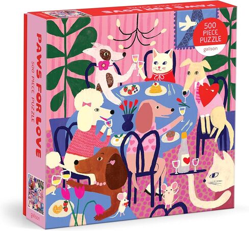 Galison Paws for Love - أحجية الصور المقطوعة 500 قطعة تتميز بأعمال فنية رائعة للكلاب تحتفل بعيد جالنتين وعيد الحب in Kuwait