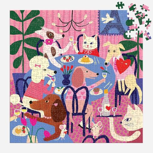Galison Paws for Love - أحجية الصور المقطوعة 500 قطعة تتميز بأعمال فنية رائعة للكلاب تحتفل بعيد جالنتين وعيد الحب in Kuwait
