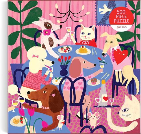 Galison Paws for Love - أحجية الصور المقطوعة 500 قطعة تتميز بأعمال فنية رائعة للكلاب تحتفل بعيد جالنتين وعيد الحب in Kuwait