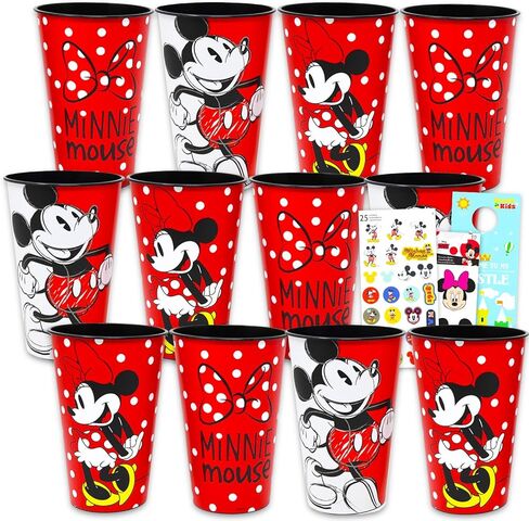 Mickey and Minnie Reusable Tumbler Cup Pack - Disney Party Favor 12 Piece Bundle with 24 Oz Cups Plus Stickers, More | Bulk Mickey and Minnie Mouse Water Tumblers in Saudi Arabia