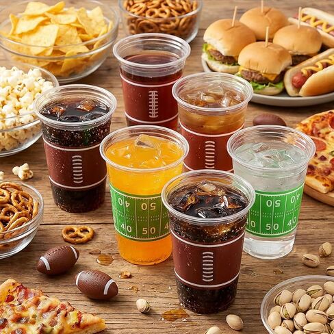 Football Disposable Plastic Cups, 50 Pack 16oz Clear Party Cups for Football-Themed Birthdays, Tailgates, Game Day Parties, Sports Party Supplies, Drinkware & Touchdown Favors (50PCS) in Saudi Arabia