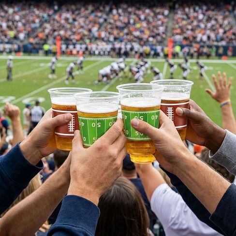 Football Disposable Plastic Cups, 50 Pack 16oz Clear Party Cups for Football-Themed Birthdays, Tailgates, Game Day Parties, Sports Party Supplies, Drinkware & Touchdown Favors (50PCS) in Saudi Arabia
