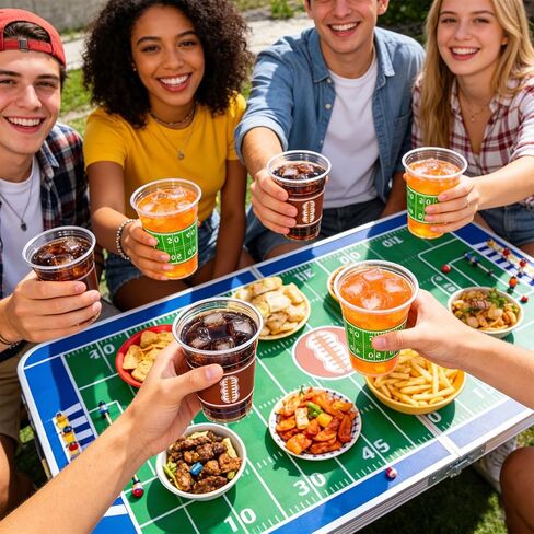 Football Disposable Plastic Cups, 50 Pack 16oz Clear Party Cups for Football-Themed Birthdays, Tailgates, Game Day Parties, Sports Party Supplies, Drinkware & Touchdown Favors (50PCS) in Saudi Arabia