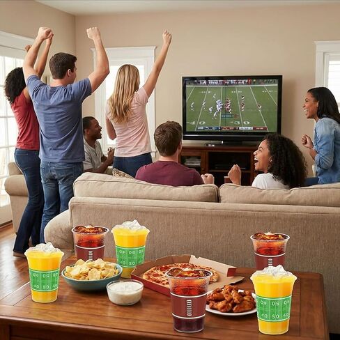 Football Disposable Plastic Cups, 50 Pack 16oz Clear Party Cups for Football-Themed Birthdays, Tailgates, Game Day Parties, Sports Party Supplies, Drinkware & Touchdown Favors (50PCS) in Saudi Arabia
