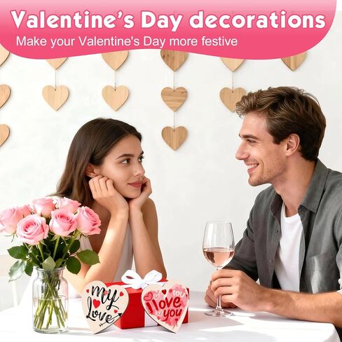 60 قطعة من القلوب الخشبية للحرف اليدوية، شرائح خشب القلب الطبيعي للطلاء، 3 بوصة من قلوب الخشب DIY لتزيين الفراغات لعيد الحب. قطع قلب خشبية غير مكتملة مثقوبة مسبقًا لعلامات الزفاف والديكور in Kuwait