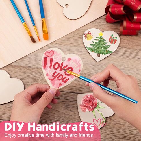 60 قطعة من القلوب الخشبية للحرف اليدوية، شرائح خشب القلب الطبيعي للطلاء، 3 بوصة من قلوب الخشب DIY لتزيين الفراغات لعيد الحب. قطع قلب خشبية غير مكتملة مثقوبة مسبقًا لعلامات الزفاف والديكور in Kuwait