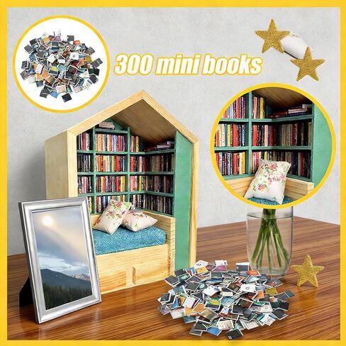 رف الكتب القلق باللون الأخضر، كتب صغيرة ذات علامة تجارية مكونة من 300 قطعة، مكتبة كتب مصغرة، ديكور مكتب، ديكور مكتبة صغيرة in Kuwait
