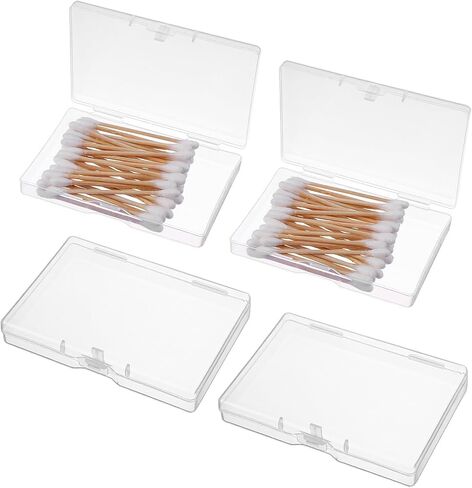 4Pcs Small Plastic Box 10x7x1.8cm Small Mini Storage Containers with Lids Mini Rectangle Clear Box Case Organizer Travel Floss Picks Case for Collecting Beads Jewelry Cards Buttons Crafts Accessorie in Saudi Arabia