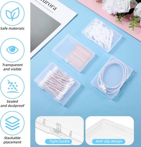 4Pcs Small Plastic Box 10x7x1.8cm Small Mini Storage Containers with Lids Mini Rectangle Clear Box Case Organizer Travel Floss Picks Case for Collecting Beads Jewelry Cards Buttons Crafts Accessorie in Saudi Arabia