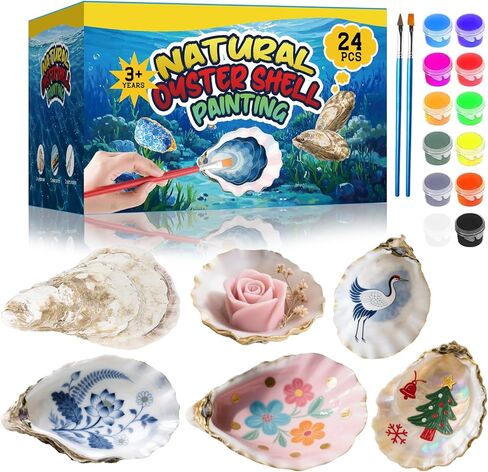 GMGH 24Pcs Oyster Shells Painting Kit for Kids, 4"-5" Large Oyster Shell for Crafts, Bulk Sea Shells Arts and Crafting Supplies, DIY Seashells Ornaments for Christmas Gifts, Home Decor in Saudi Arabia