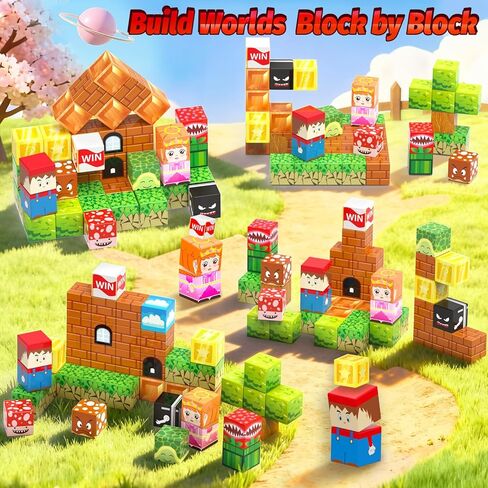 مكعبات مغناطيسية صغيرة، 45 قطعة من مكعبات البناء المغناطيسية للسفر مع صندوق حديد، صندوق ألعاب مغناطيسي للأطفال الصغار، ألعاب البناء التعليمية مونتيسوري، هدايا عيد ميلاد للأولاد والبنات. in Kuwait