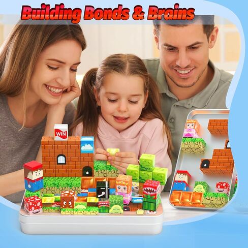 مكعبات مغناطيسية صغيرة، 45 قطعة من مكعبات البناء المغناطيسية للسفر مع صندوق حديد، صندوق ألعاب مغناطيسي للأطفال الصغار، ألعاب البناء التعليمية مونتيسوري، هدايا عيد ميلاد للأولاد والبنات. in Kuwait