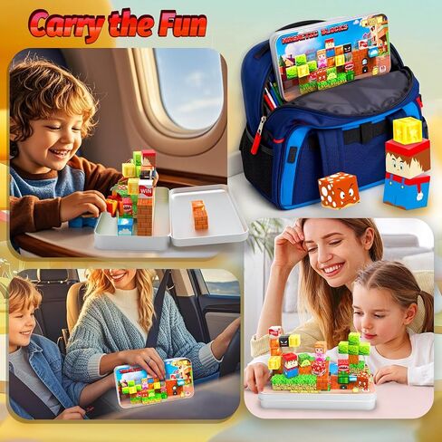 مكعبات مغناطيسية صغيرة، 45 قطعة من مكعبات البناء المغناطيسية للسفر مع صندوق حديد، صندوق ألعاب مغناطيسي للأطفال الصغار، ألعاب البناء التعليمية مونتيسوري، هدايا عيد ميلاد للأولاد والبنات. in Kuwait